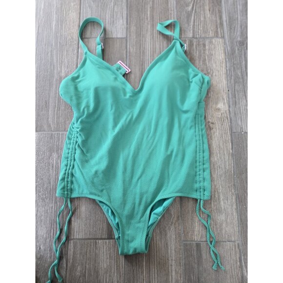 Stoney Clover LN Deep V-Neck Textured One Piece Swimsuit Womens Size 14W Green - Picture 1 of 5